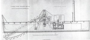 Bucketdredger with two ladders 1842