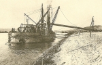 a.b. 24 barge unloading dredger